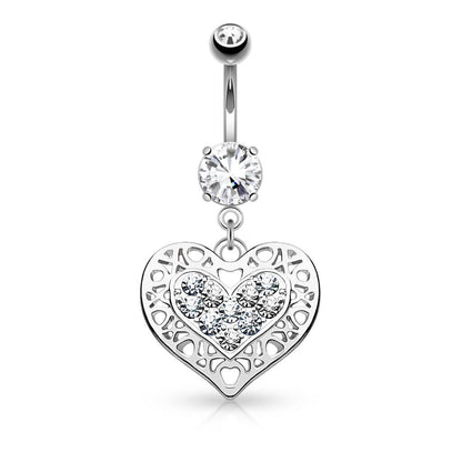 Belly Button Piercing Heart dangle Zirconia