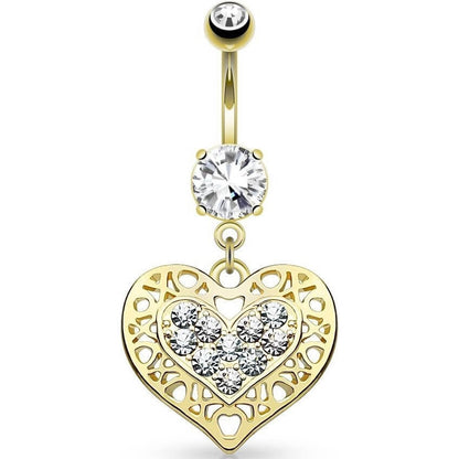 Piercing Ombelico Cuore pendente di zirconi