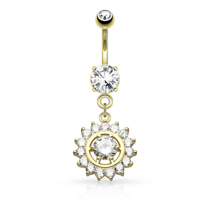 Belly Button Piercing Sun dangle Zirconia