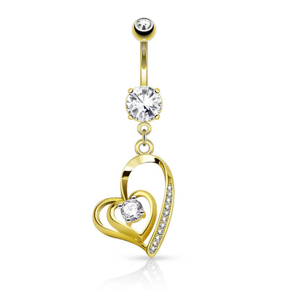 Piercing Ombelico Pendente a cuore con zirconi