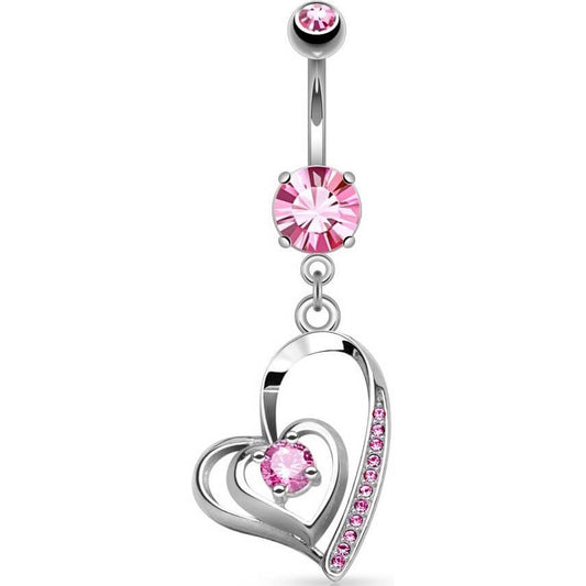 Belly Button Piercing Heart dangle Zirconia