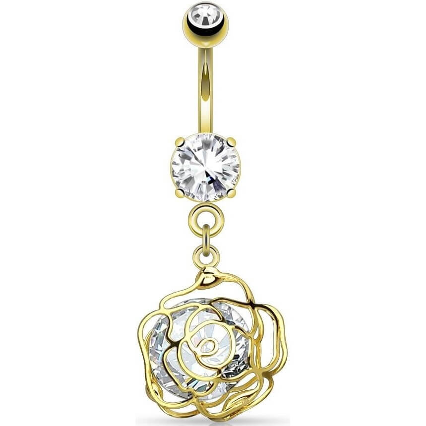 Bauchnabelpiercing Rose beweglich Zirkonia