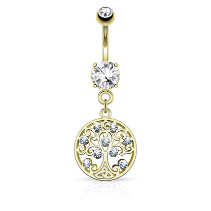 Belly Button Piercing Tree of Life dangle Zirconia