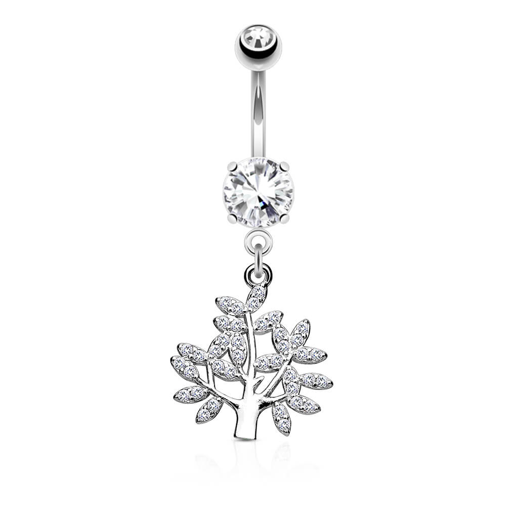 Belly Button Piercing Tree of Life dangle Zirconia