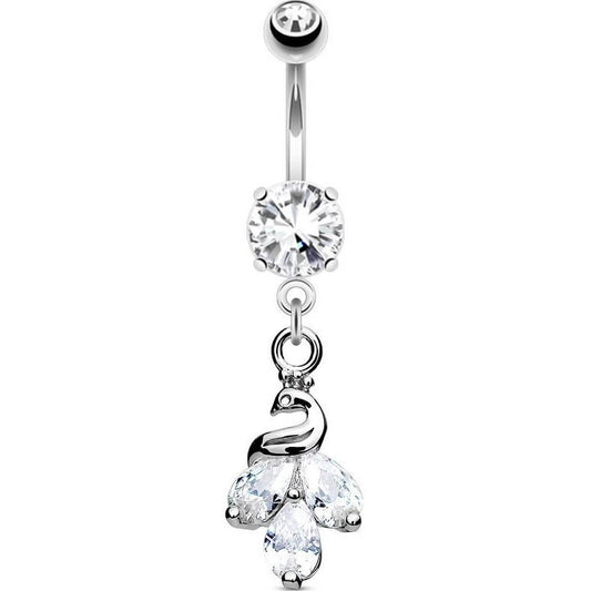 Belly Button Piercing Peacock dangle Zirconia