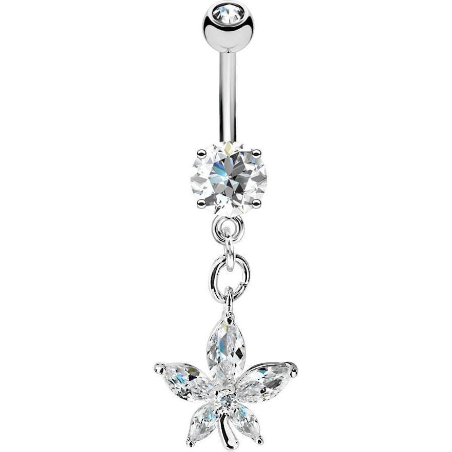 Belly Button Piercing Flower dangle Zirconia