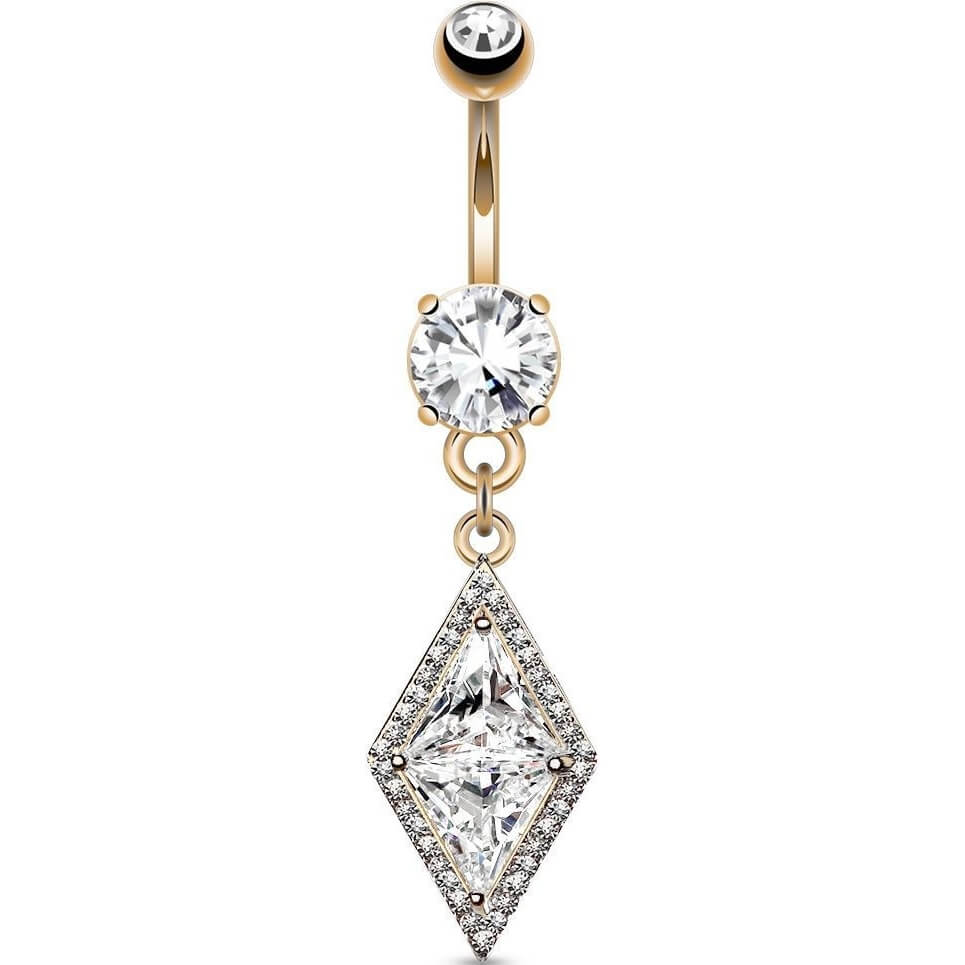 Belly Button Piercing Diamond shape dangle Zirconia