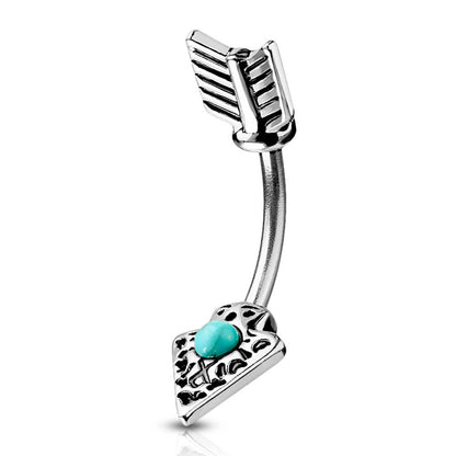 Piercing Nombril Flèche Turquoise Argent