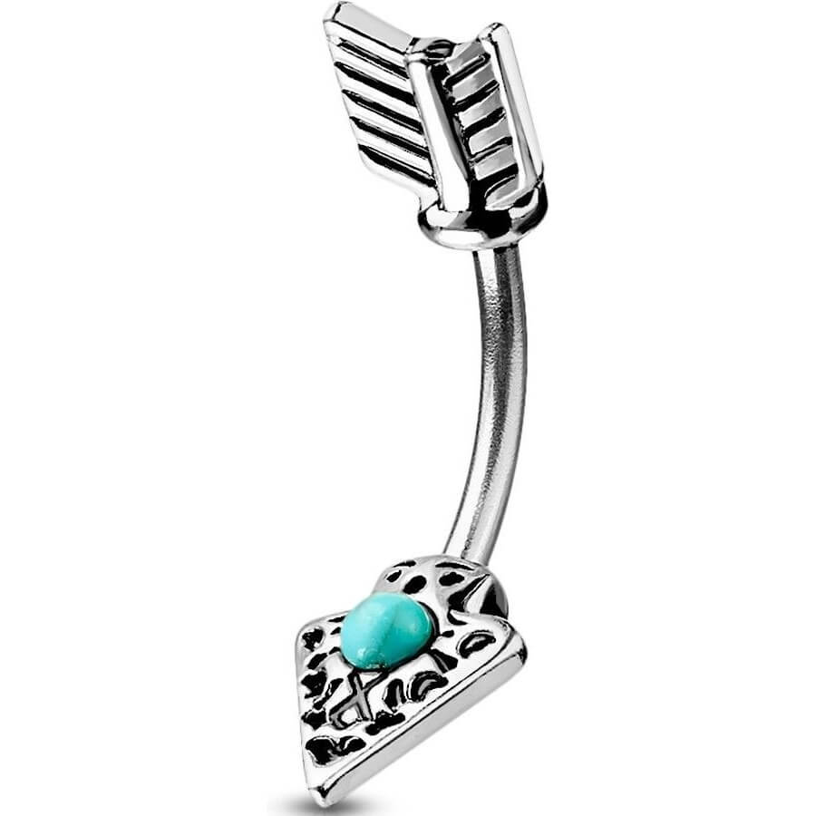 Belly Button Piercing Arrow turquoise Silver