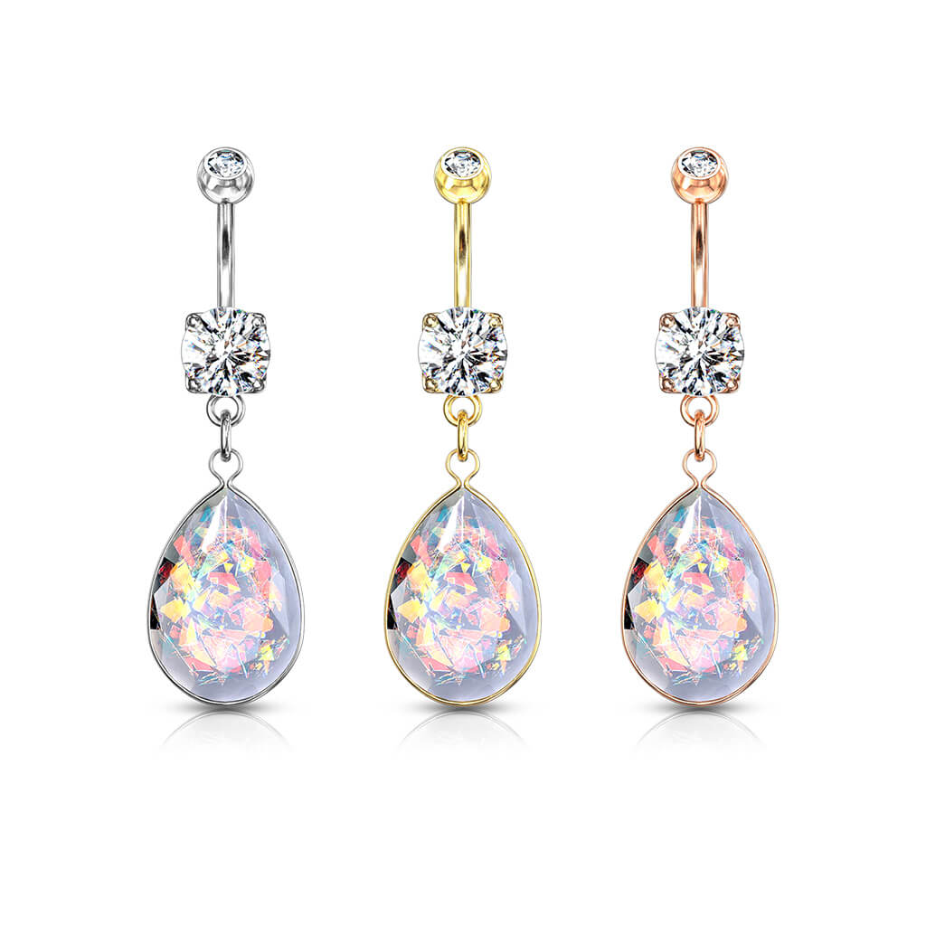 Bauchnabelpiercing Regenbogen Opal beweglich