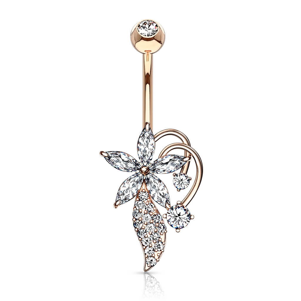 Piercing Nombril Fleur Zircone