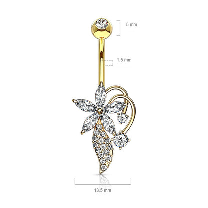 Belly Button Piercing Flower Zirconia