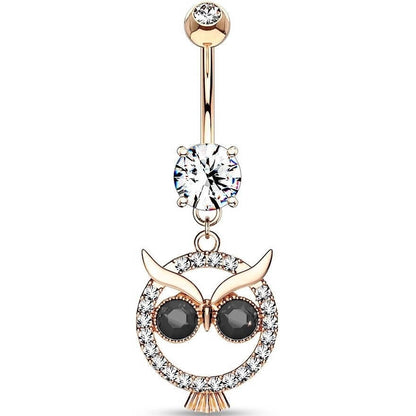 Piercing Nombril Pendentif Hibou Zircone