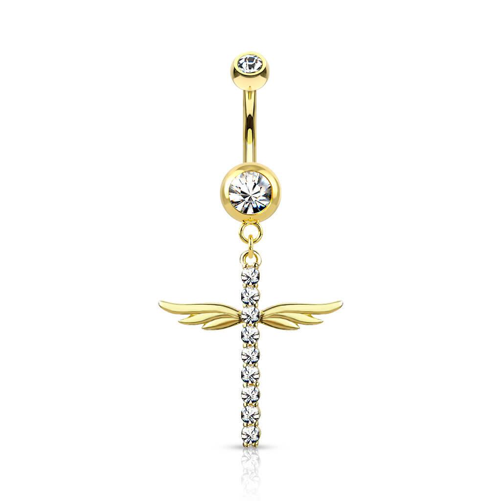 Belly Button Piercing Wings dangle Zirconia