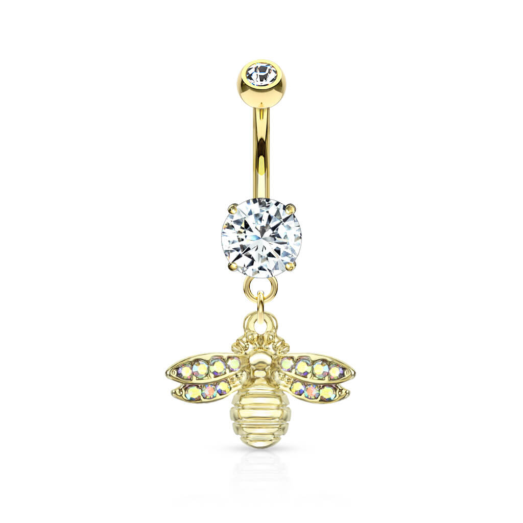 Piercing Nombril Pendentif Abeille Zircone