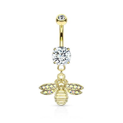 Belly Button Piercing Bee dangle Zirconia