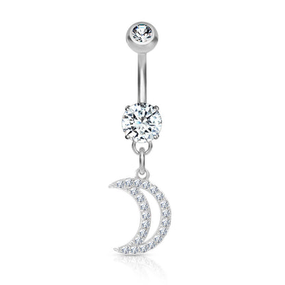 Piercing Nombril Pendentif Lune Zircone