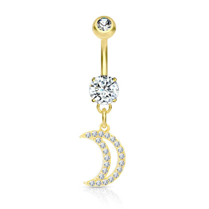 Piercing Nombril Pendentif Lune Zircone