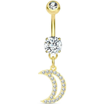 Belly Button Piercing Moon dangle Zirconia