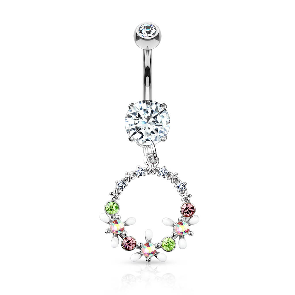 Bauchnabelpiercing Blumenkranz beweglich Zirkonia