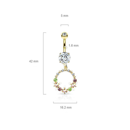 Piercing Nombril Pendentif Courone De Fleurs Zircone