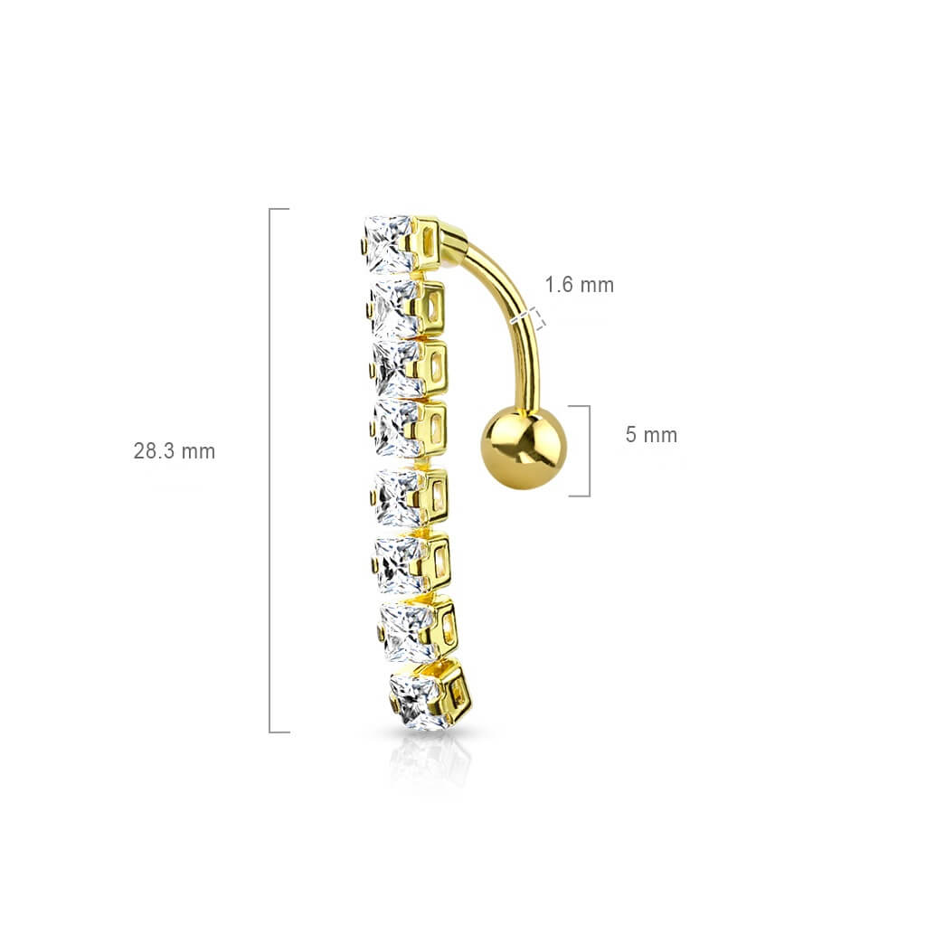 Bauchnabelpiercing Top Down 8 Zirkonia