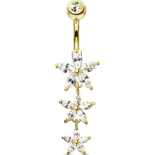 Piercing Nombril Pendentif Fleur Zircone