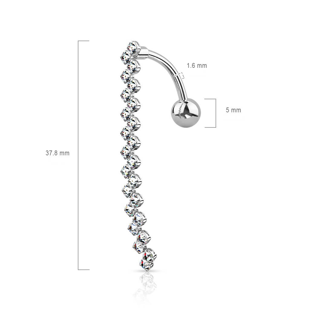 Belly Button Piercing Zig Zag dangle Zirconia