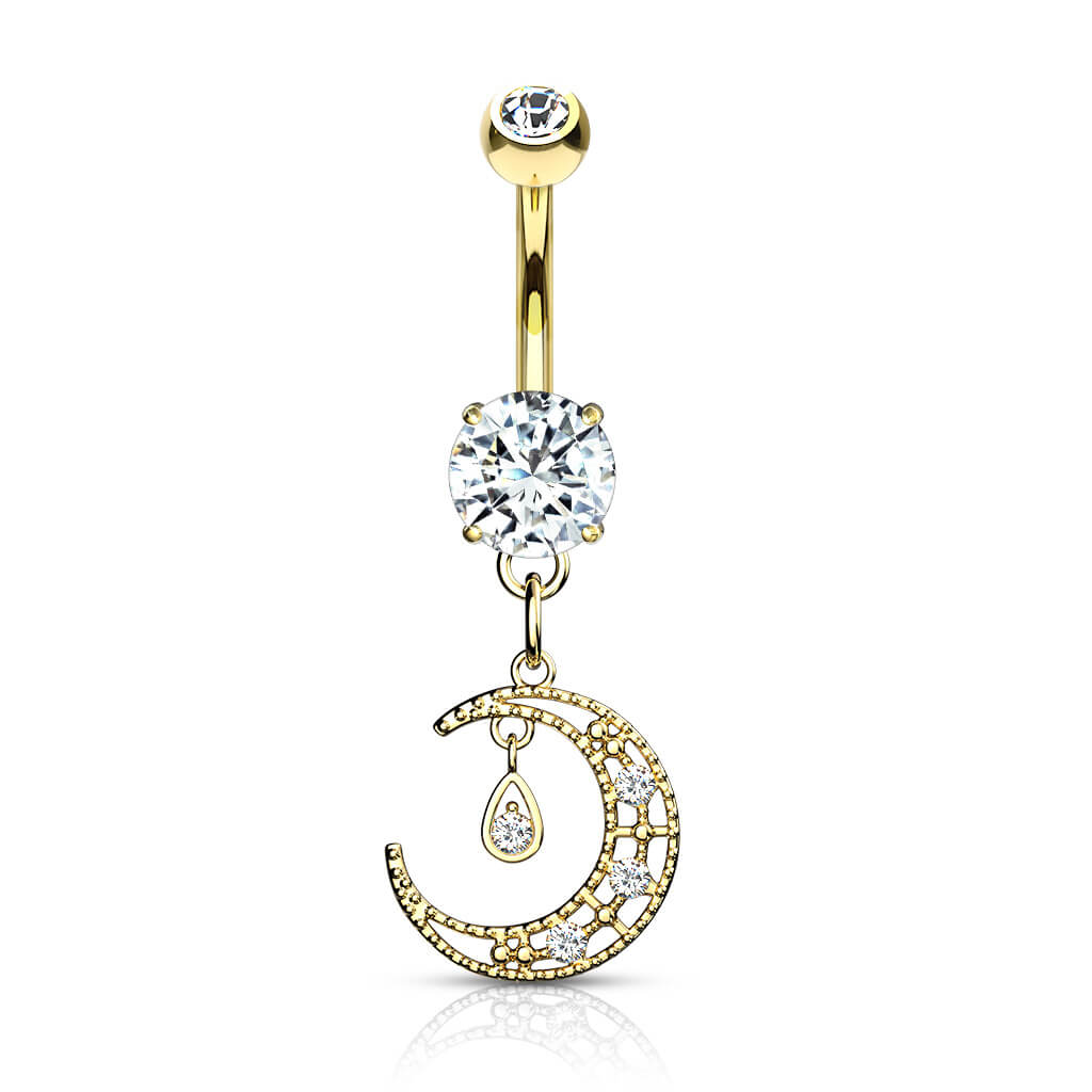 Belly Button Piercing Moon dangle Zirconia