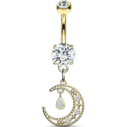 Piercing Nombril Pendentif Lune Zircone