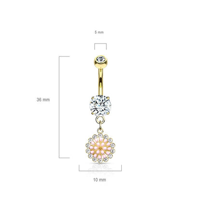 Piercing Nombril Pendentif Fleur Zircone