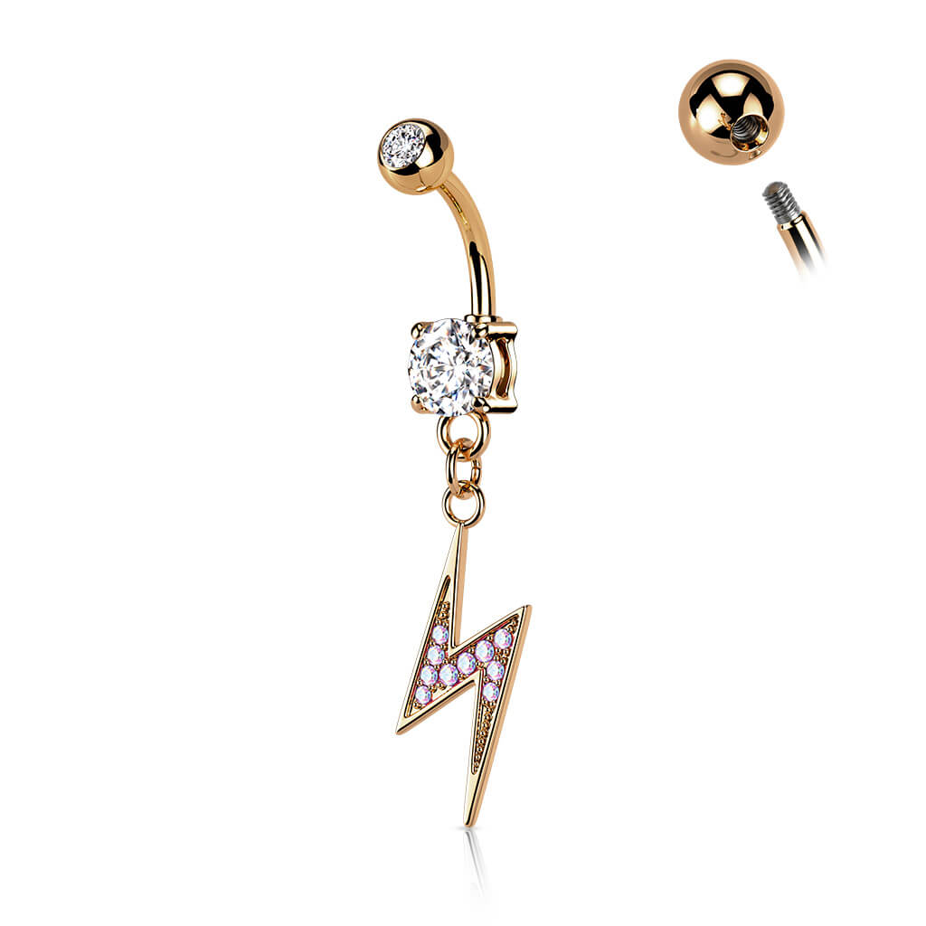 Piercing Nombril Pendentif Éclair Zircone Cubique