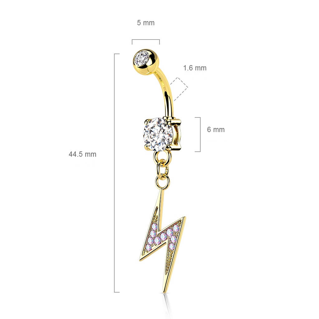 Piercing Nombril Pendentif Éclair Zircone Cubique