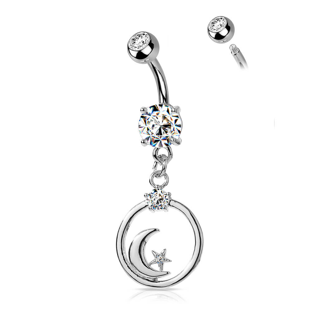 Piercing ombligo Luna colgante Circonita