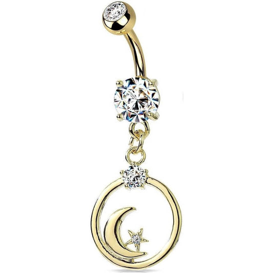 Belly Button Piercing Moon dangle Zirconia