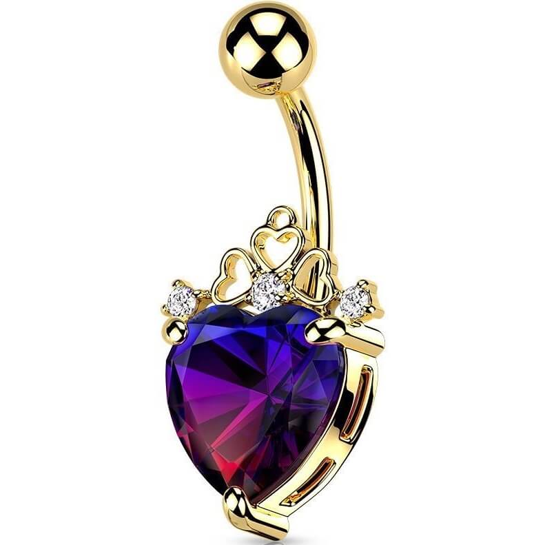 Belly Button Piercing Heart Crown Zirconia