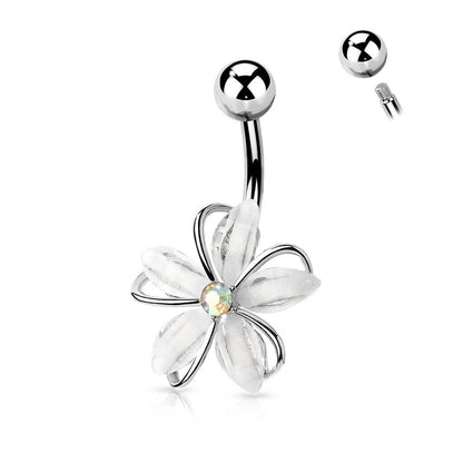 Belly Button Piercing Flower Zirconia