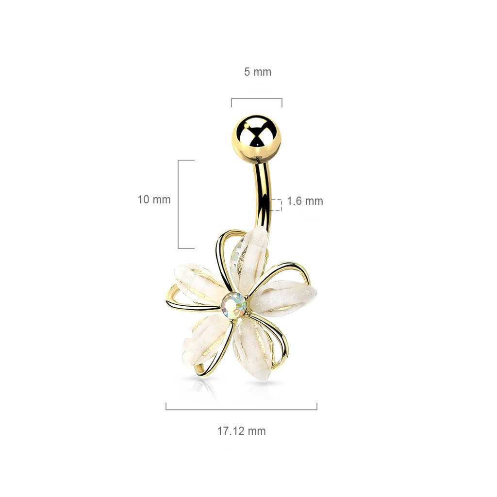 Piercing Nombril Fleur Zircone