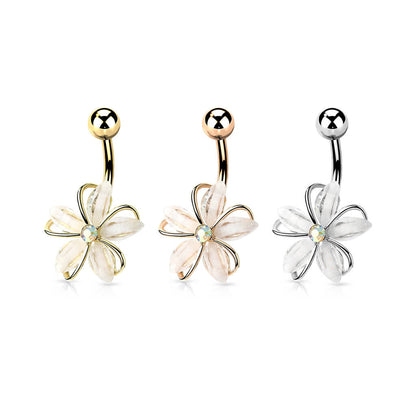 Belly Button Piercing Flower Zirconia