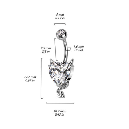 Belly Button Piercing Devil Heart Zirconia