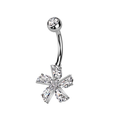 Bauchnabelpiercing Blume Zirkonia