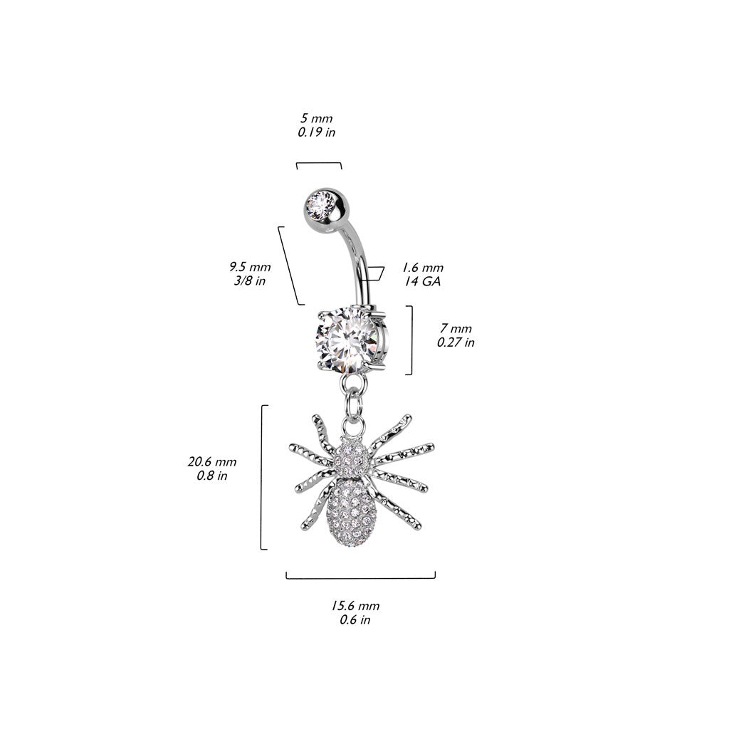 Bauchnabelpiercing Spinne beweglich Zirkonia