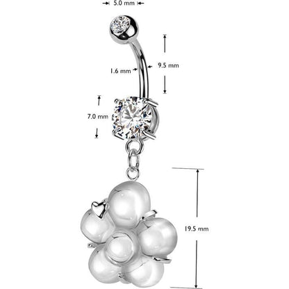 Belly Button Piercing flower dangle zirconia prong setting