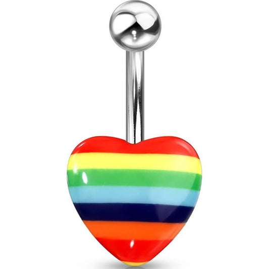 Bauchnabelpiercing Herz Regenbogen Silber