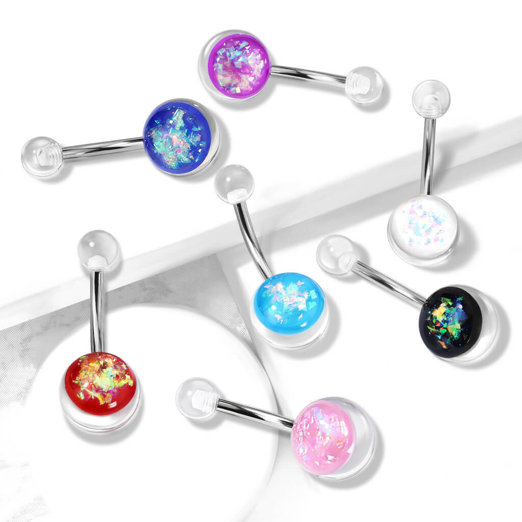 Bauchnabelpiercing Opal Silber