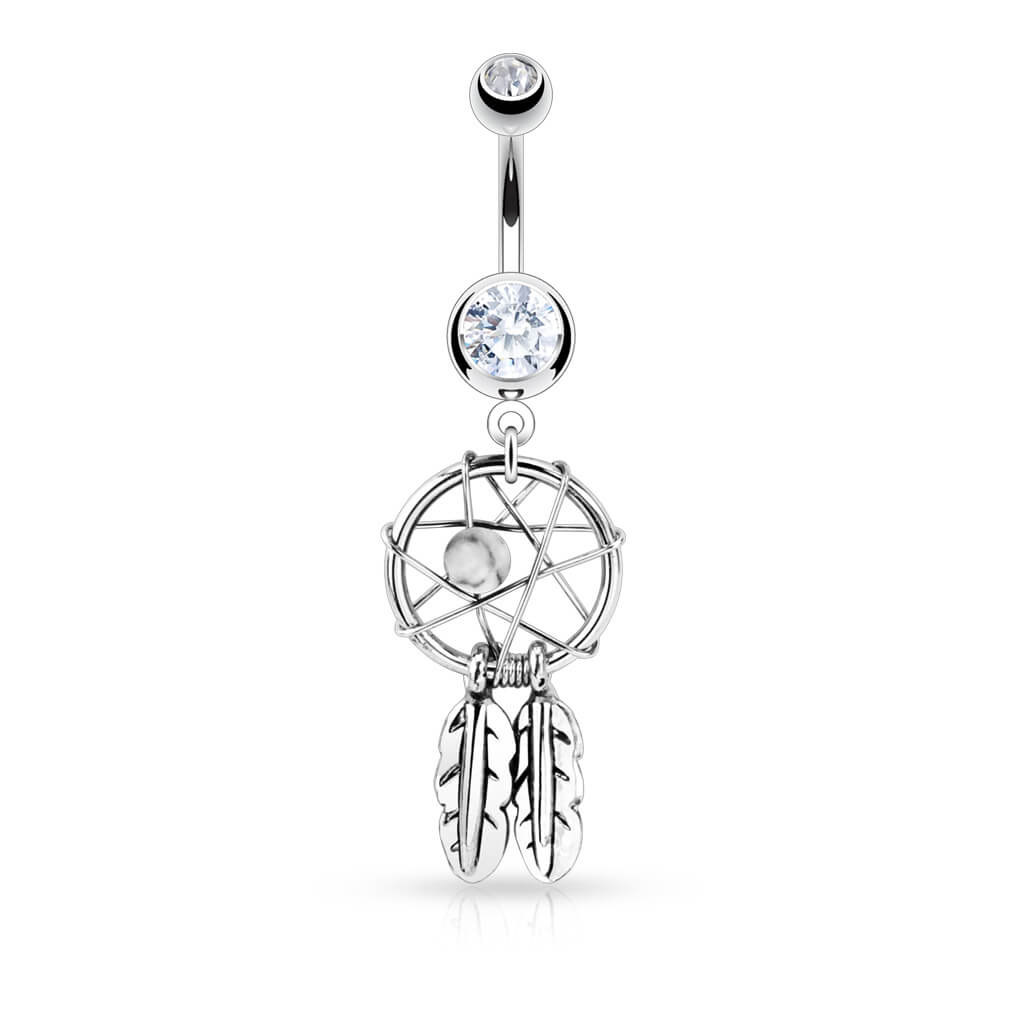 Belly Button Piercing Dream Catcher Silver