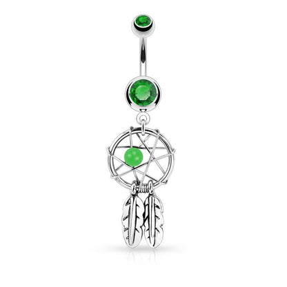 Belly Button Piercing Dream Catcher Silver