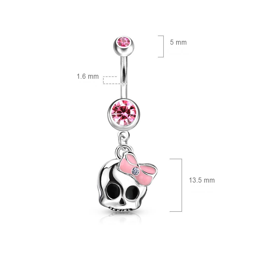 Piercing ombligo Calavera colgante Circonita Plata