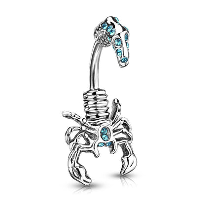 Belly Button Piercing Scorpion Zirconia Silver