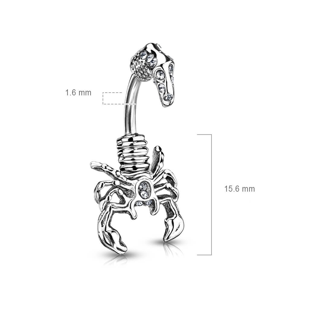 Belly Button Piercing Scorpion Zirconia Silver